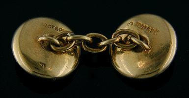 Rear view Edwardian platinum and pearl cufflinks with 18kt gold backs. (J6506)