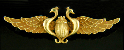 Egyptian Revival winged scarab brooch. (J3573)