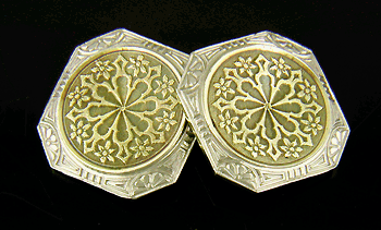 Antique 14kt yellow and white gold cufflinks. (J8469)