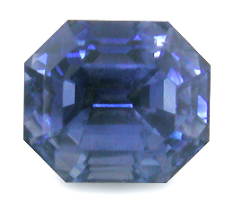 A steely blue elongated octagon Sapphire. (CS8663)