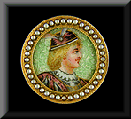 Renaissance Revival enamel brooch with a portrait of a gentleman.
