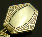 Frank Krementz Art Deco enamel cufflinks crafted in 14kt gold. (J9026)