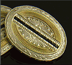 Elegant gold and black enamel Art Deco cufflinks. (J8826)