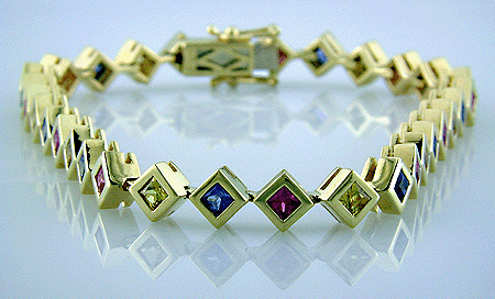 Fancy color sapphire bracelet.