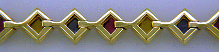 Rear view of fancy color sapphire bracelet.