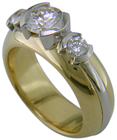 Custom-created Fire and Ice ring with diamonds.