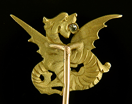 French stickpin of rising dragon with diamond. (J9163)