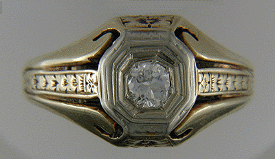 Gent's antique diamond ring crafted in 14kt gold.