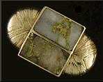 Antique gold-in-quartz cufflinks crafted in 14kt gold. (J8782)