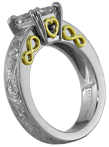 Special meanings of hand-engraved platinum and gold ring.