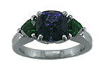 Iolite and tourmaline ring crafted in platinum.