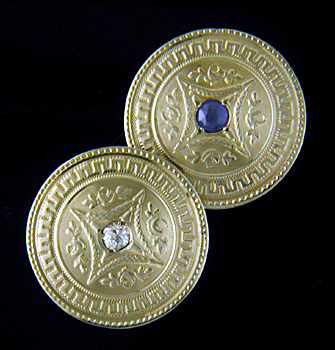 Keller sapphire and diamond cufflinks. (J9230)