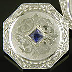 Elegant sapphire and diamond cufflinks. (J9289)