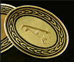 Antique 14kt yellow gold and black enamel Larter cufflinks. (J8814)