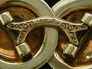 14kt rose and white gold antique cufflinks. (J5341)
