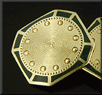 Antique 14kt yellow gold and green enamel Larter cufflinks. (J7399)