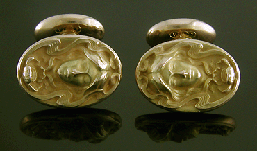 Art Nouveau cufflinks crafted in 14kt gold. (J8718)