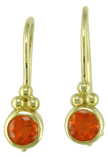 18kt gold earrings with Mandarin garnets.