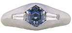 Hand-crafted Montana Sapphire and baguette diamond ring crafted in platinum.