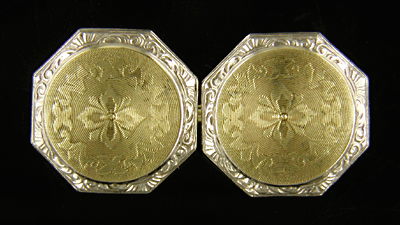 Antique 14kt white and yellow gold cufflinks. (J8466)