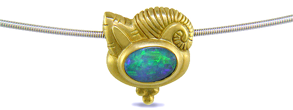 Opal and Moonstone 18kt yellow gold reverso slide necklace (J3864) 