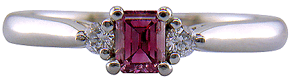 Fancy intense purplish-pink diamond set in a handcrafted platinum ring.