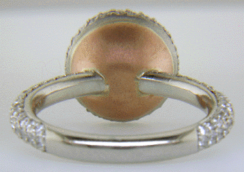 Inside view of Plum Star Sapphire and pave diamond platinum ring.