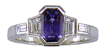 Sapphire Rings - Purple sapphire and diamond handcrafted platinum ring. (J7264)