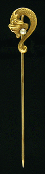 Victorian stickpin of serpent with pearl. (J4803)