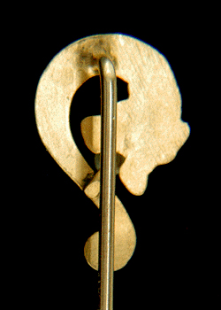 Rear view of Victorian stickpin of serpent with pearl. (J4803)