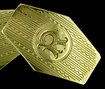 14kt gold cufflinks with 'R' monogram. (J7447)