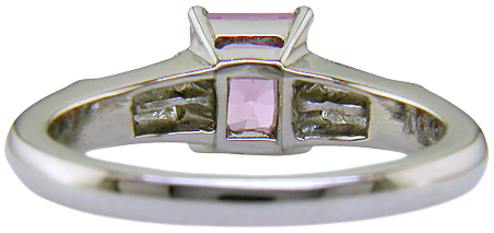 Inside view of radiant Pink Spinel ring.