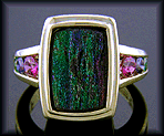 Rainbow hematite ring set with sapphires, tourmalines and tsavorites.