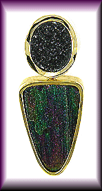 Rainbow Hematite and 18kt yellow gold earring jackets.