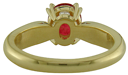 Inside view of 18kt gold ring with red spinel.