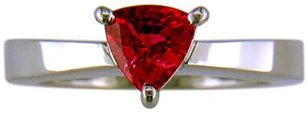 Unengraved platinum ring with a trillium red spinel.