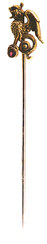 Victorian 14kt gold basilisk stickpin. (J4804)