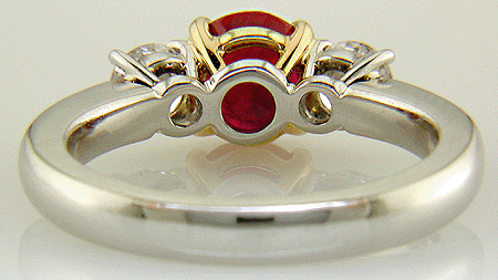 Inside of ruby ring in platinum.