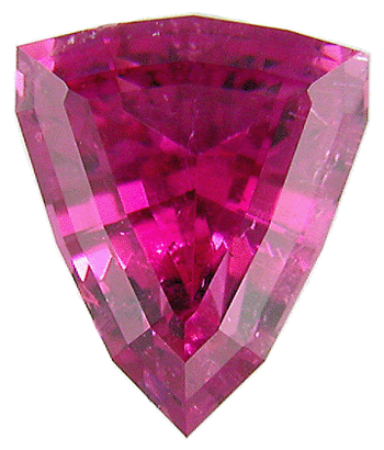 2.29 cts shield shaped rubellite tourmaline with a vivid purple-red color.