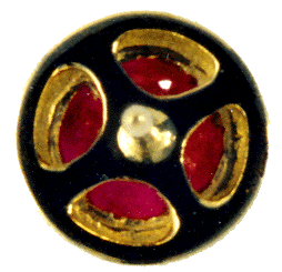Rear view of ruby earrings in 18kt gold.