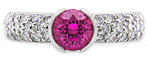 Pink sapphire and pavé-set diamonds platinum ring. (J6658)