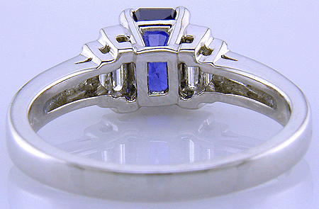 Inside view of Art Deco-style saphire and diamond ring. (J3867)