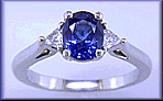 Hand-crafted sapphire and diamond platinum ring.