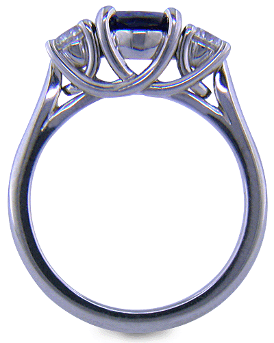 Side view of sapphire trellis ring. (J6401)