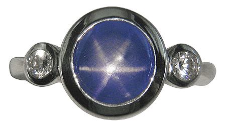Star sapphire ring hand crafted in platinum.