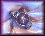 Platinum Star Sapphire and Diamond bezel set ring