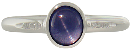 Star sapphire and diamond platinum ring. (J7414)
