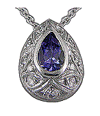Tanzanite pendant with nine accenting diamonds.