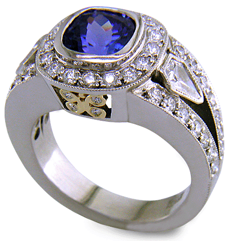 Elegant Tanzanite and Diamond ring. (J7236)