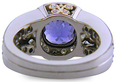 Inside view of tanzanite and diamond ring. (J7236)